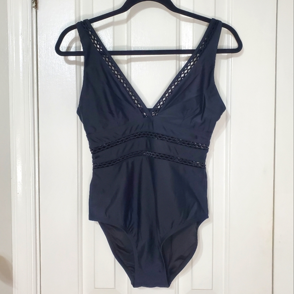 Love My Curves One Piece Black Swimsuit - Size 10